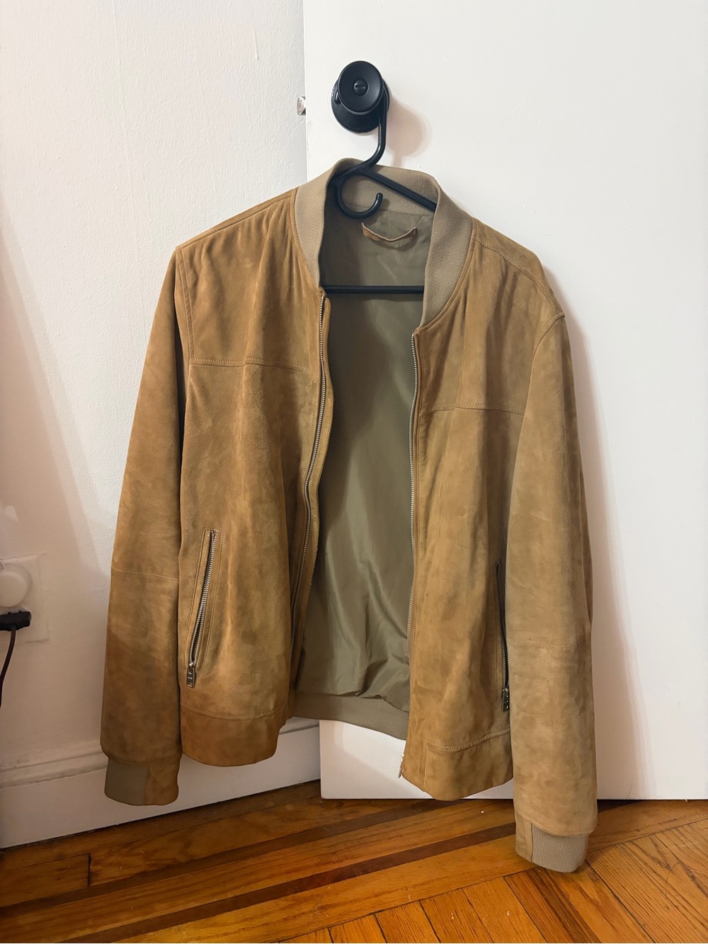 Mango Men's Tan Suede Bomber Jacket